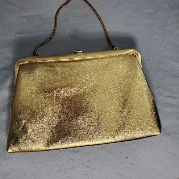 Harry Levine gold evening purse bow accent - Picture 4 of 8